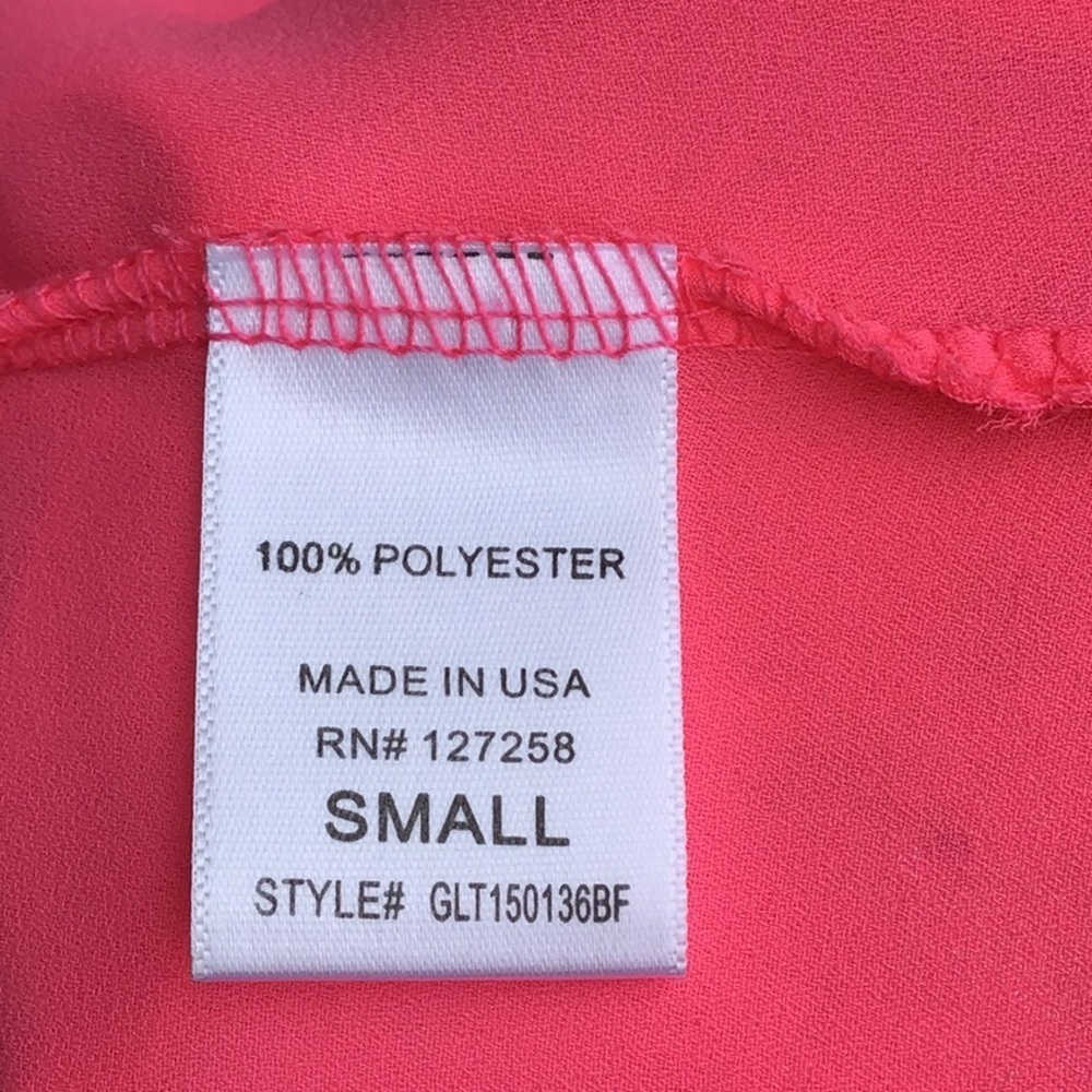 Annabella Neon Pink Double Layer Sheer Top Small - Picture 7 of 7